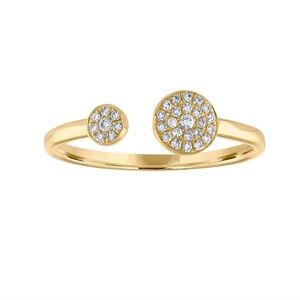 14KT GOLD DOUBLE DIAMOND DISK CUFF RING